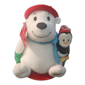 2007 Hallmark Snowtime Pals Polar Bear Sled Plush Animated Music Movement